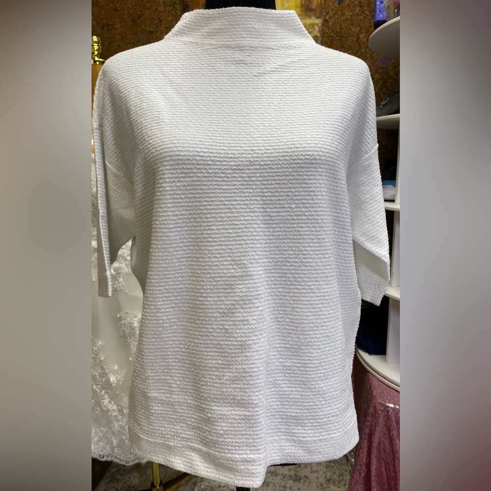 Alfani White Textured Blouse